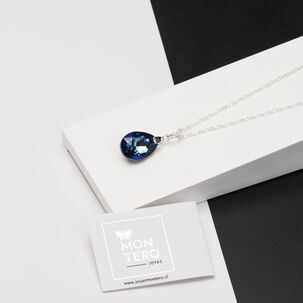 Collar Capricho Plata Italiana 925 Y Cristal Genuino Bermuda Blue