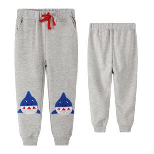 Pantal&oacute;n Buzo Ni&ntilde;o 100% Algod&oacute;n Jump Kids Gris Claro Tiburones