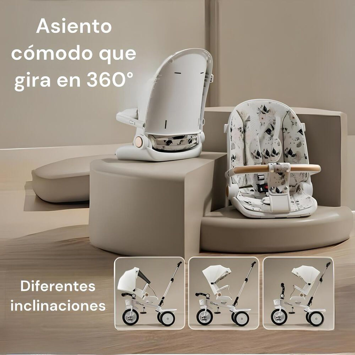 Triciclo Lubabycas 360&deg; Multiposiciones Con Mesita Negro image number 6.0