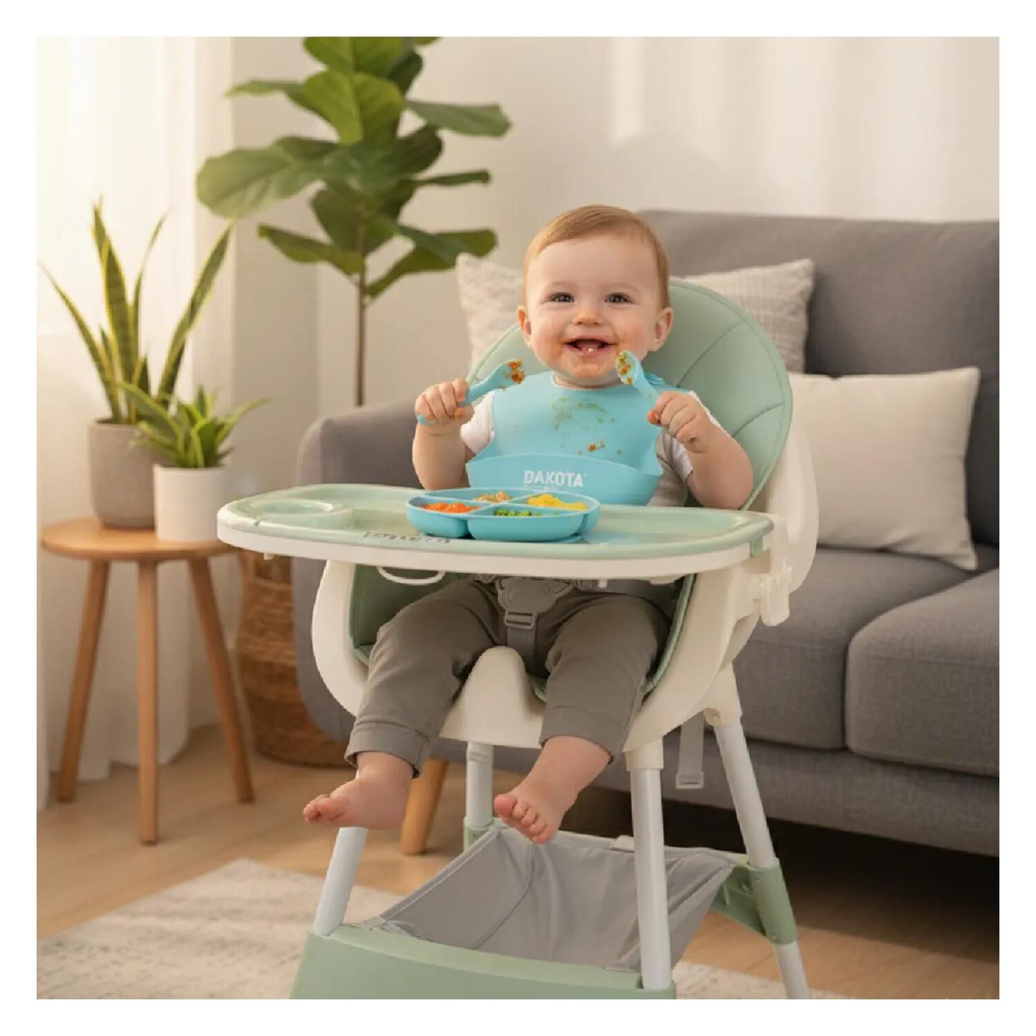 Silla De Comer 2 En 1 Ajustable Pegables Portatil Rosado Infantil image number 2.0