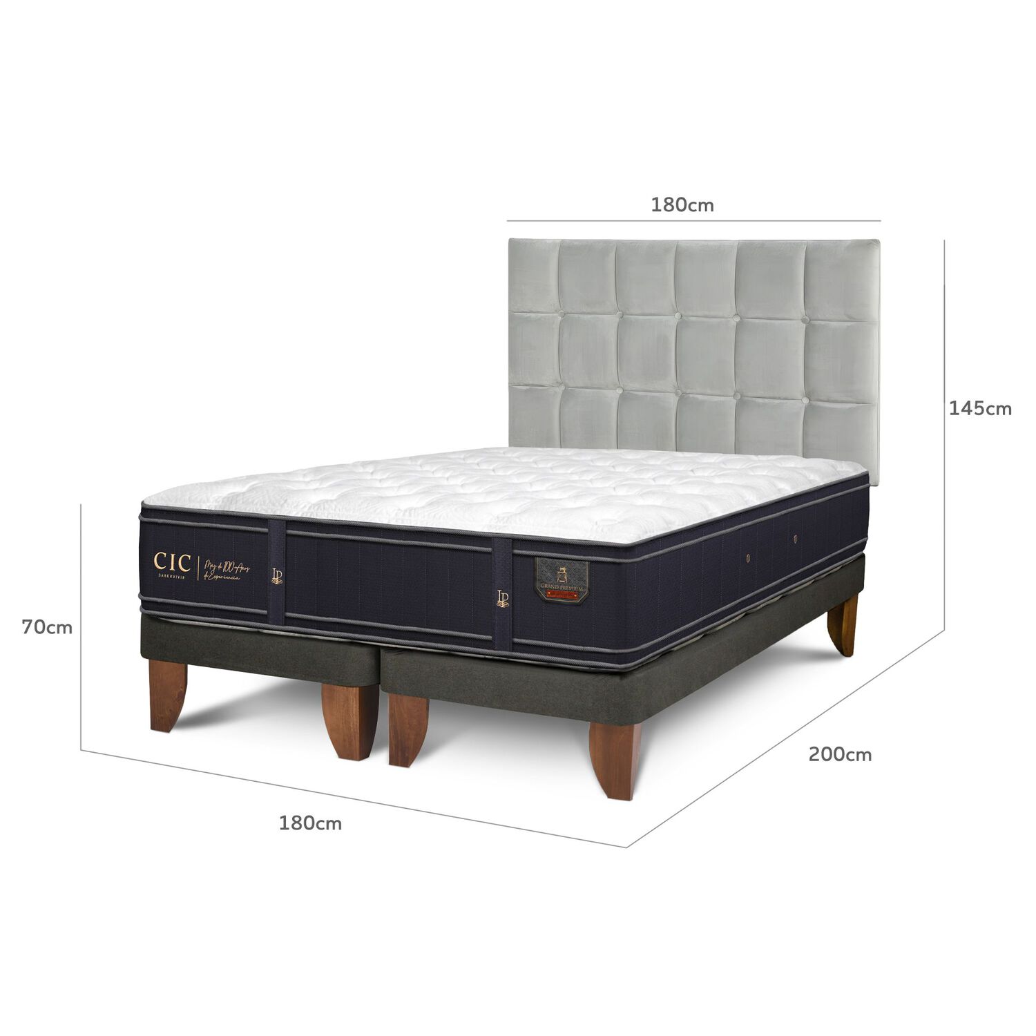 Cama Europea Cic Grand Premium / King / Base Dividida + Respaldo image number 2.0