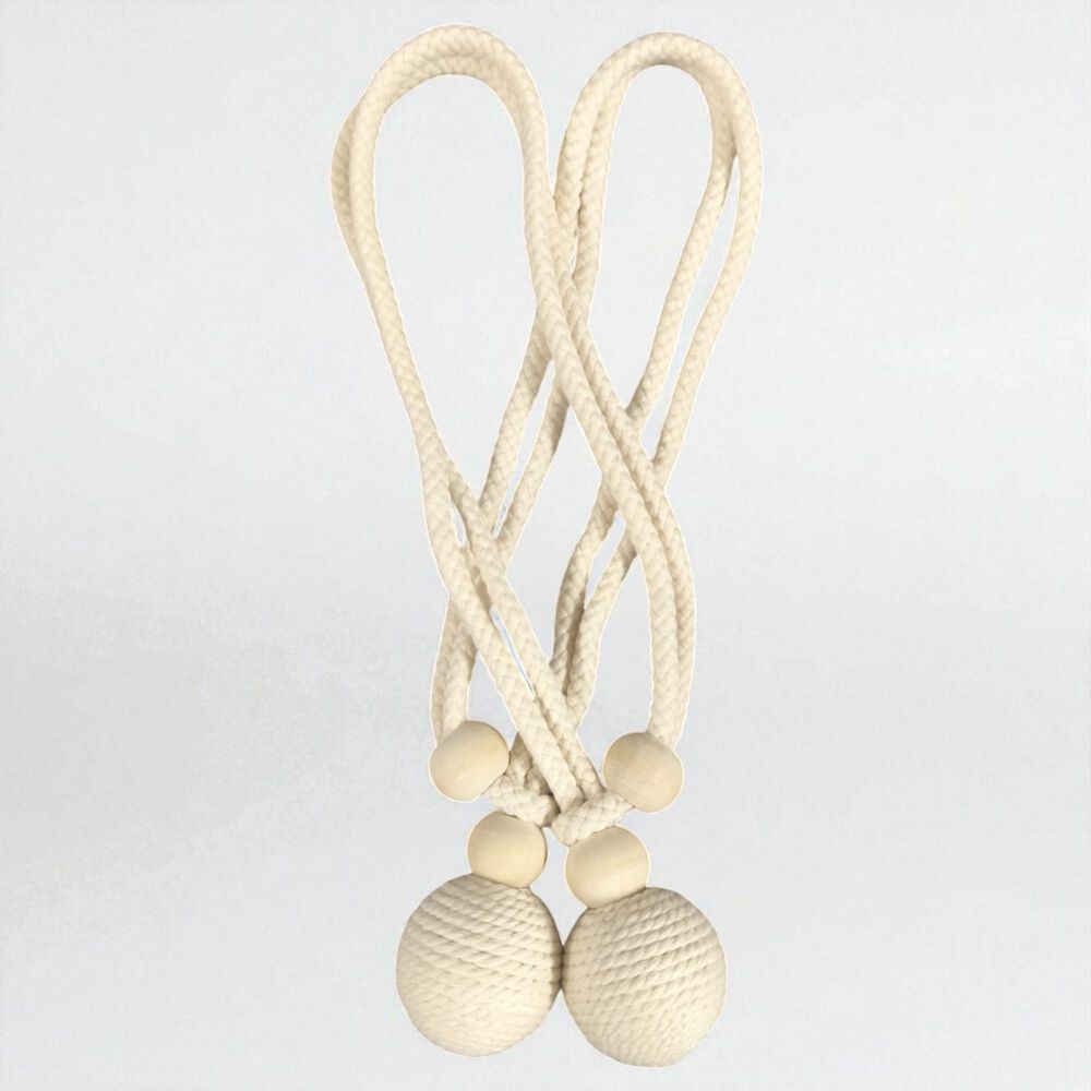 Pack De 02 Sujetadores Para Cortinas - Bola Tejida Beige image number 0.0