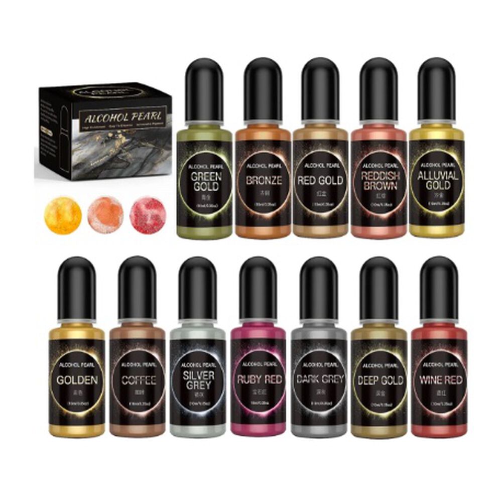 Juego De Tintas De Alcohol Metalizado De 12 Colores image number 0.0