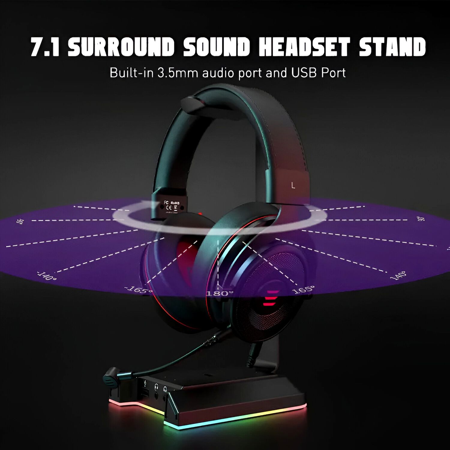 Soporte De Aud&iacute;fonos Full Rgb Multimedia 7,1 + Puertos Usb image number 7.0