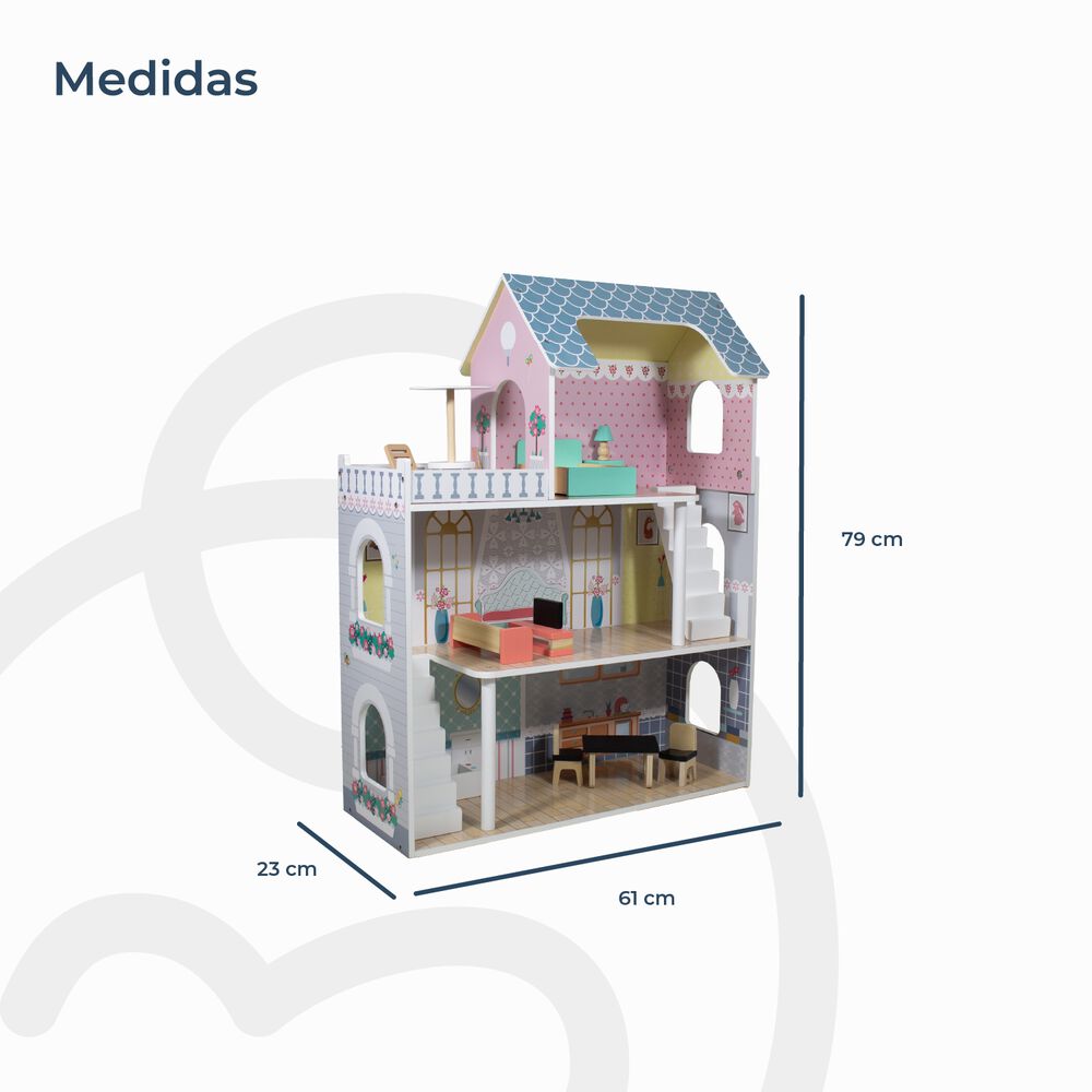 Casa De Muñecas + Muebles Madera Montessori Princesas image number 7.0