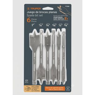 Juego De Brocas Planas Para Madera, 6 Piezas, Truper J-bpt-6