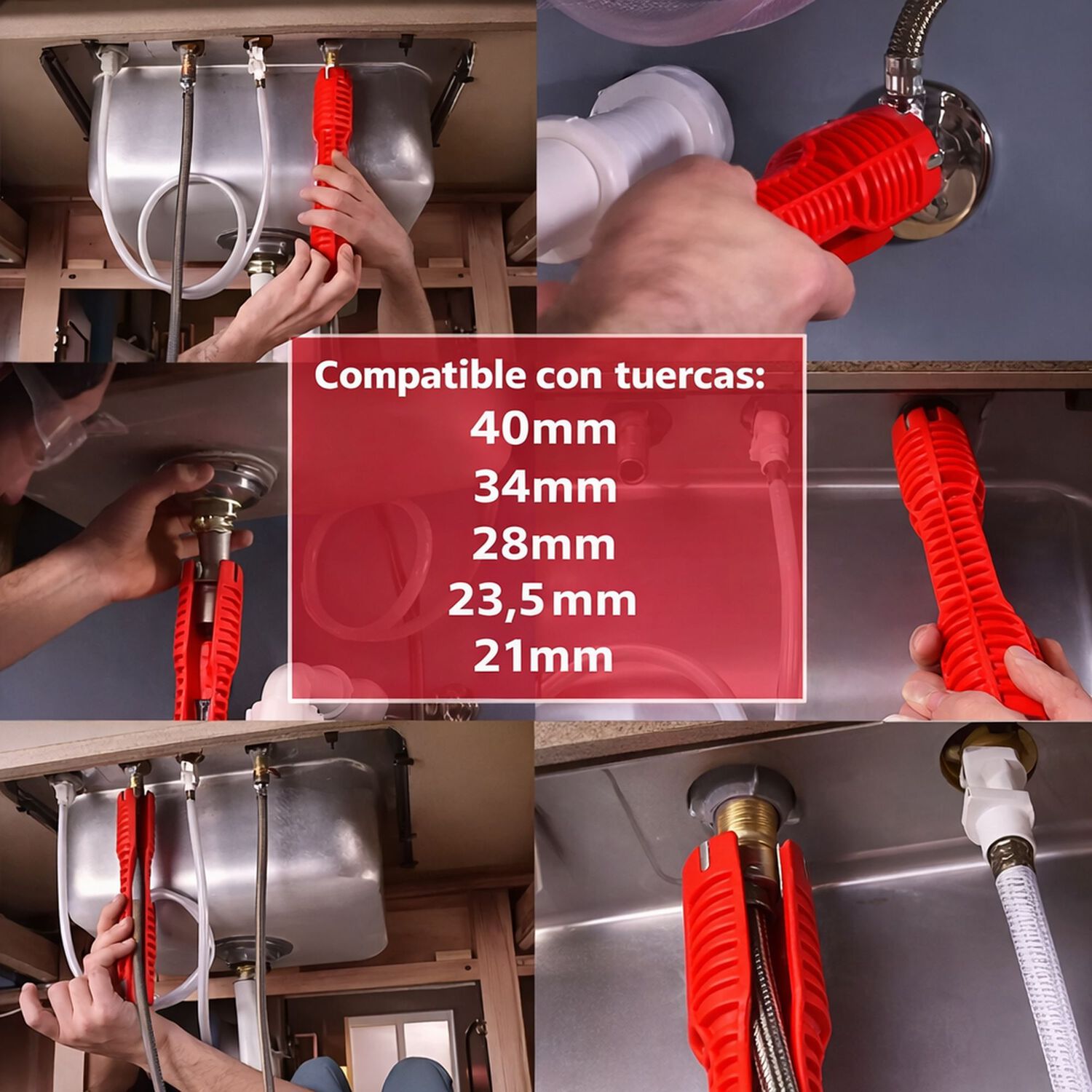 Llave Ajuste Tuercas Tubo Universal Multifunci&oacute;n Ba&ntilde;o Cocina image number 4.0