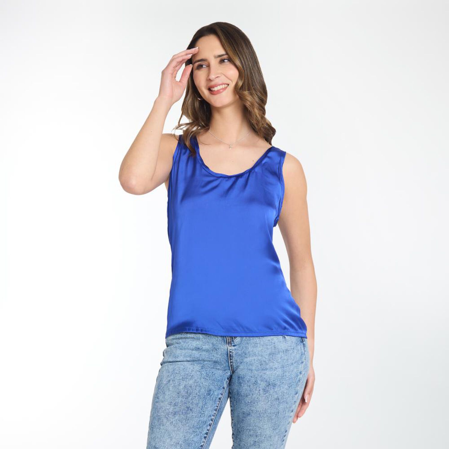 Polera Regular Sin Mangas Cuello Redondo Profundo Mujer Kimera image number 0.0