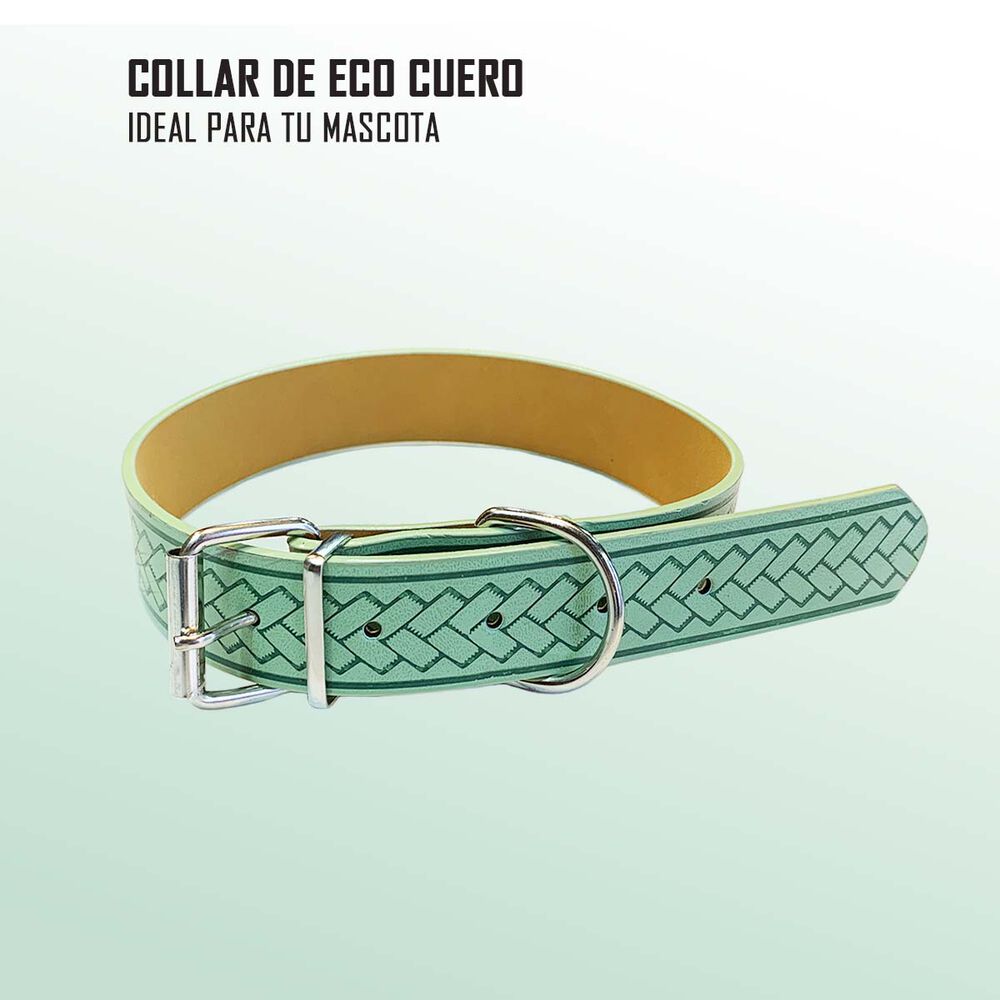 Collar De Eco Cuero Verde trenza Para Mascotas Perros Y Gatos image number 1.0