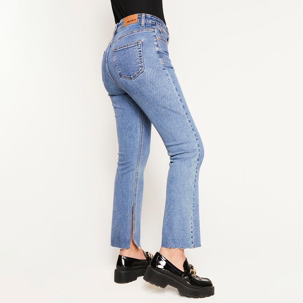 Jeans Tiro Alto Recto Con Corte Mujer Rolly Go image number 2.0