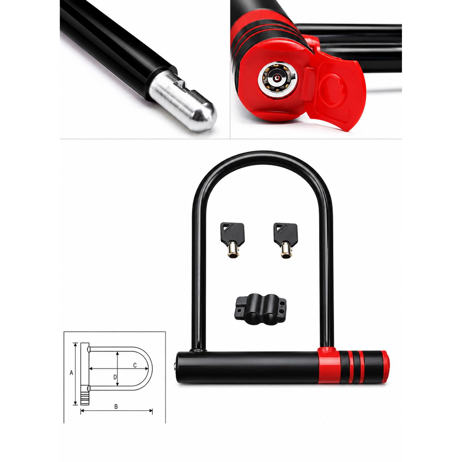 Candado U Lock Para Bicicleta Y Moto 2 Llaves Anti Robo image number 8.0