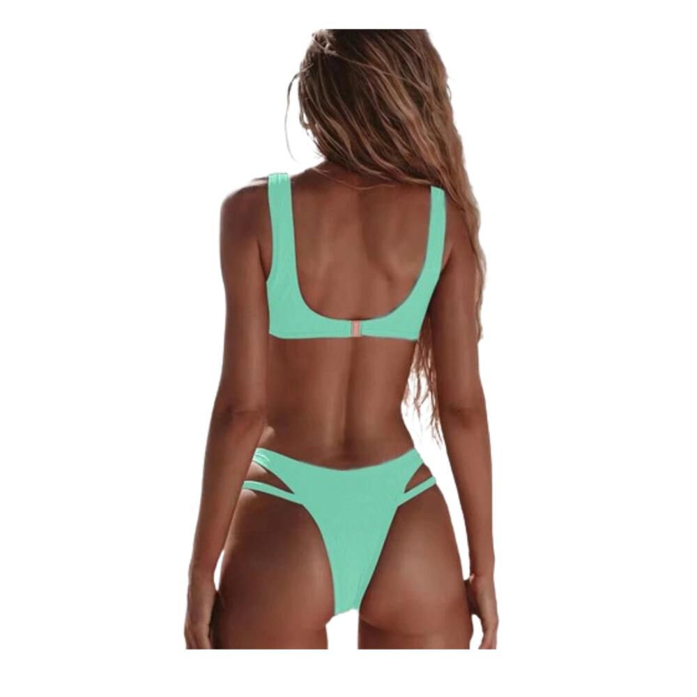 Traje De Ba&ntilde;o Bikini Corte Alto Ahuecado Sexy 2 Piezas 2022 image number 10.0