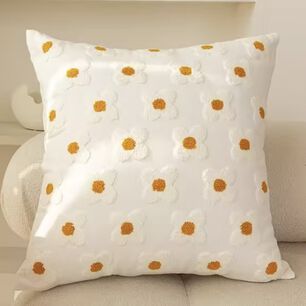 Cojin Bordado 45x45 Cm Flores Blancas Peque&ntilde;as