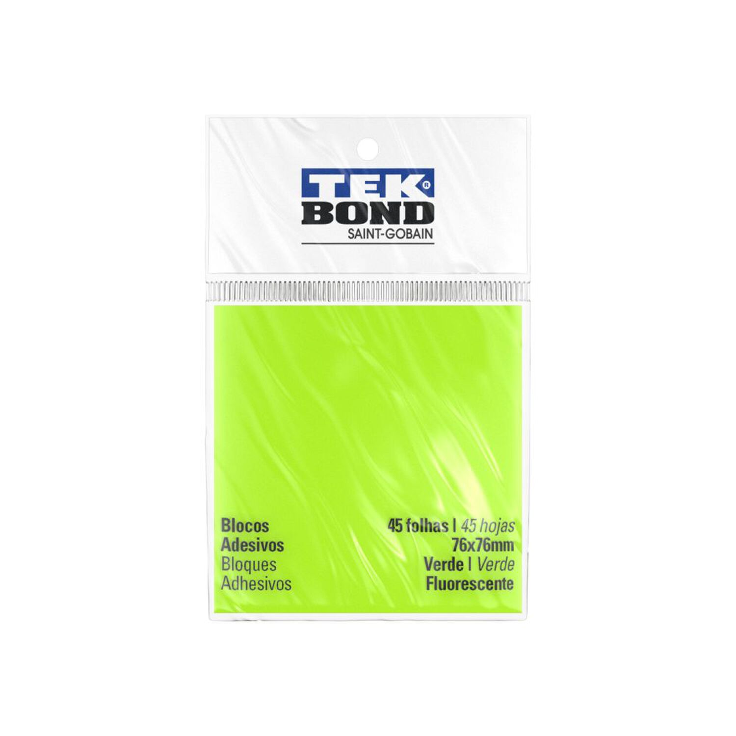 Notas Adhesivas Fluorescentes Verde - 76x76mm 45 Hojas - Tekbond image number 0.0