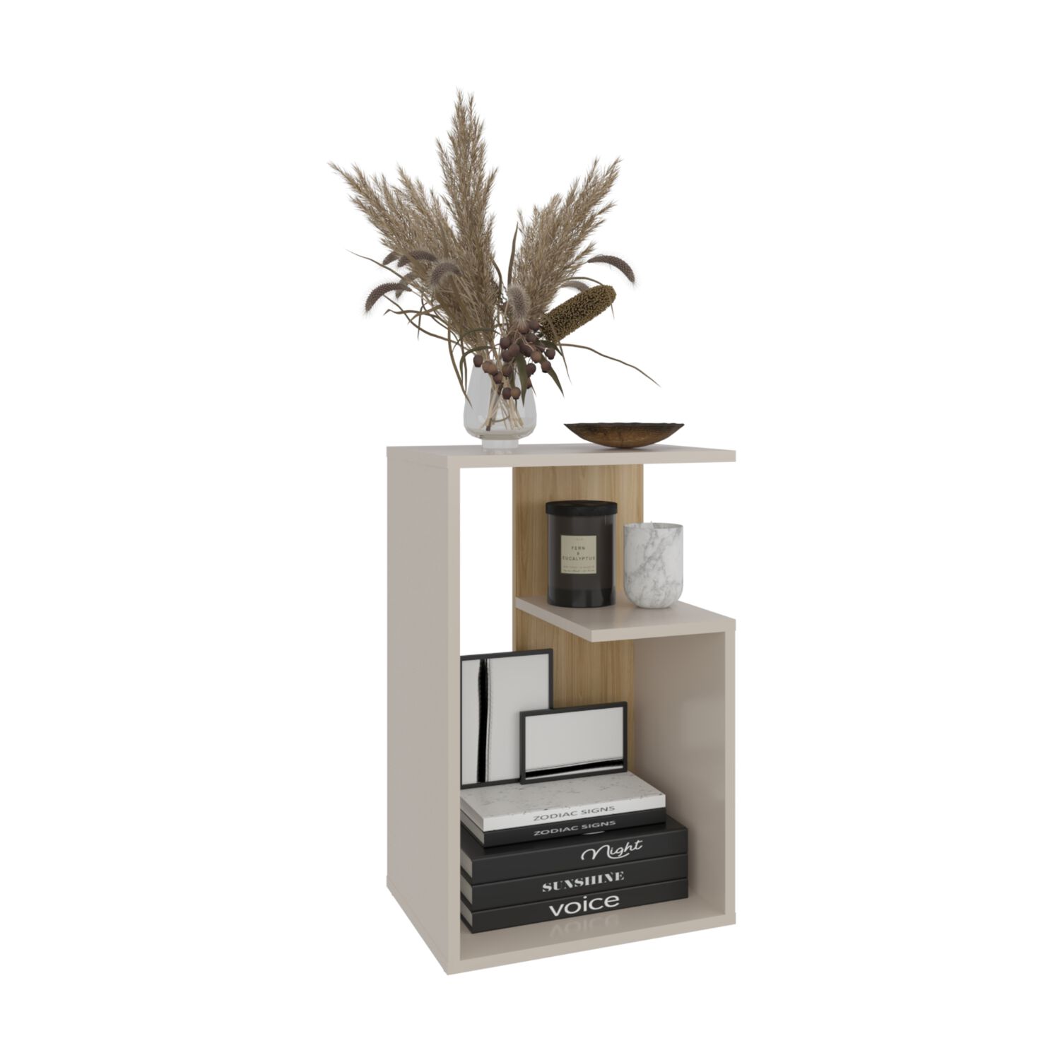 Mesa Lateral 63,4x39,8x30 Cm Beige Y Caf&eacute; Claro image number 1.0