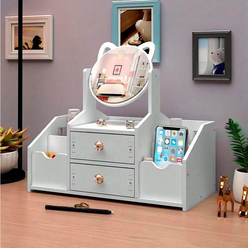 Tocador Multifuncional Organizador De Maquillaje Con Espejo 40x20x14cm image number 3.0