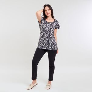 Polera Full Print Manga Corta Cuello Redondo Mujer Sexy Large