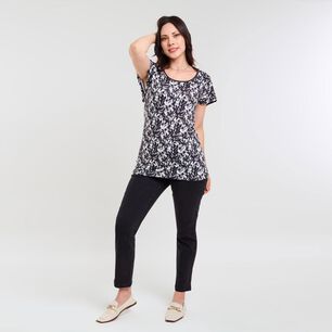 Polera Full Print Manga Corta Cuello Redondo Mujer Sexy Large