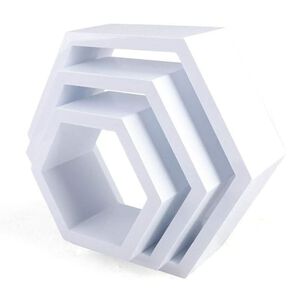 Set 3 Repisas Estante Flotantes Hexagonales De Madera Decorativo Moderno