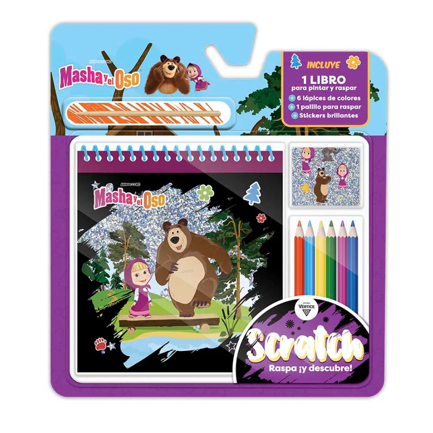 Blister Para Pintar Y Raspar Scratch Masha Y El Oso Vertice image number 1.0