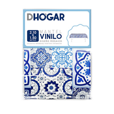 Mantel Vinilo Mosaico Azul 210x150 cm