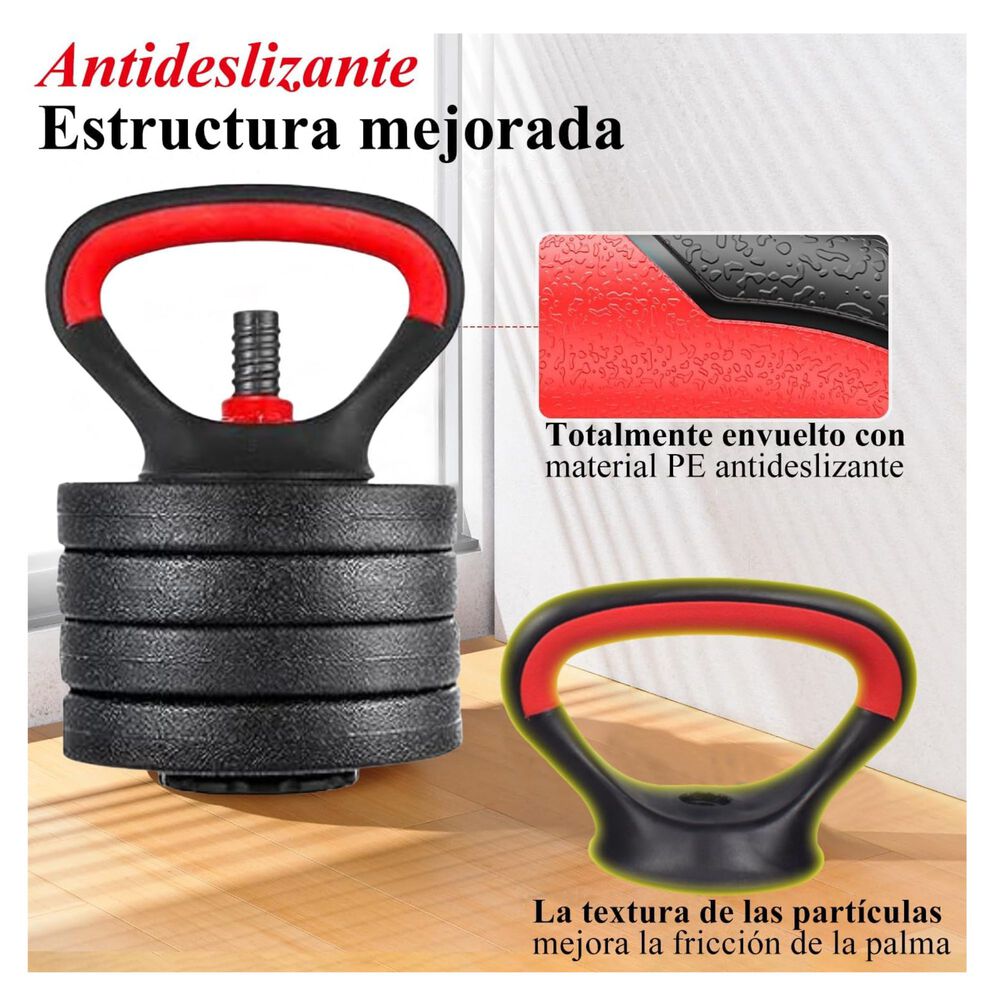 Set 15 Kg Mancuernas Ajustable Barra Y Kettlebell 3 En 1 image number 6.0