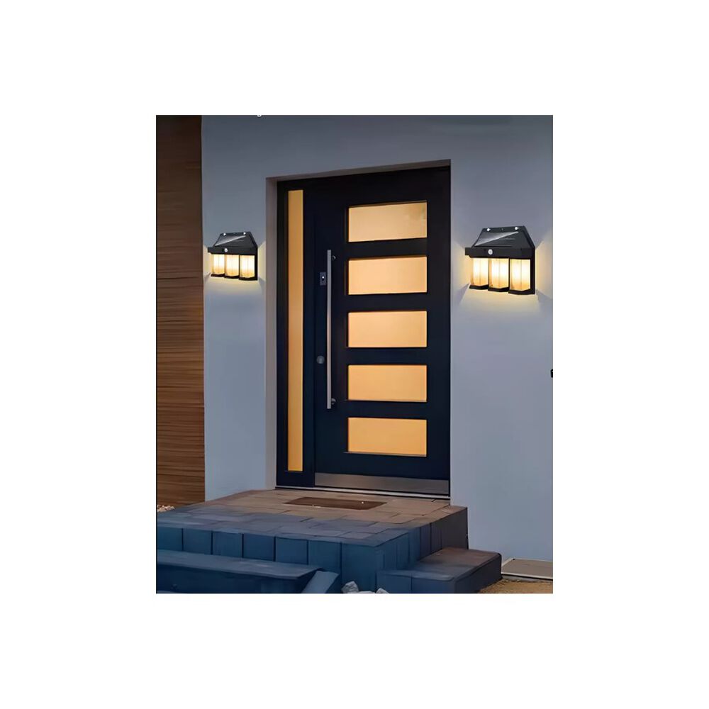 Lampara Aplique Solar Led Farol Pared Para Exterior Negro 3 Focos image number 2.0