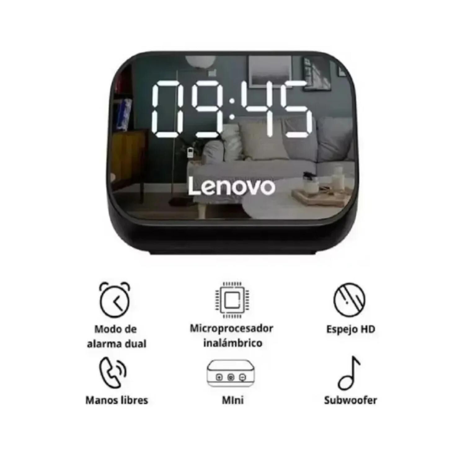 Parlante Con Reloj Alarma Bluetooth 10w Negro Ts13 Lenovo image number 2.0
