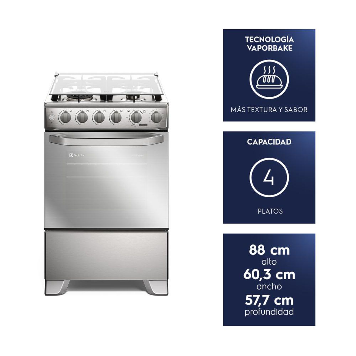 Cocina A Gas Electrolux Fe4sxc 4 Quemadores image number 7.0