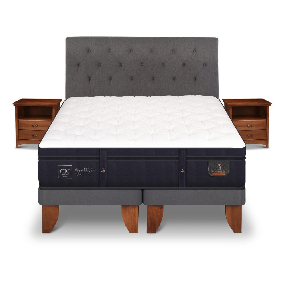 Cama Europea Cic Super Premium / 2 Plazas / Base Dividida + Set De Maderas image number 0.0