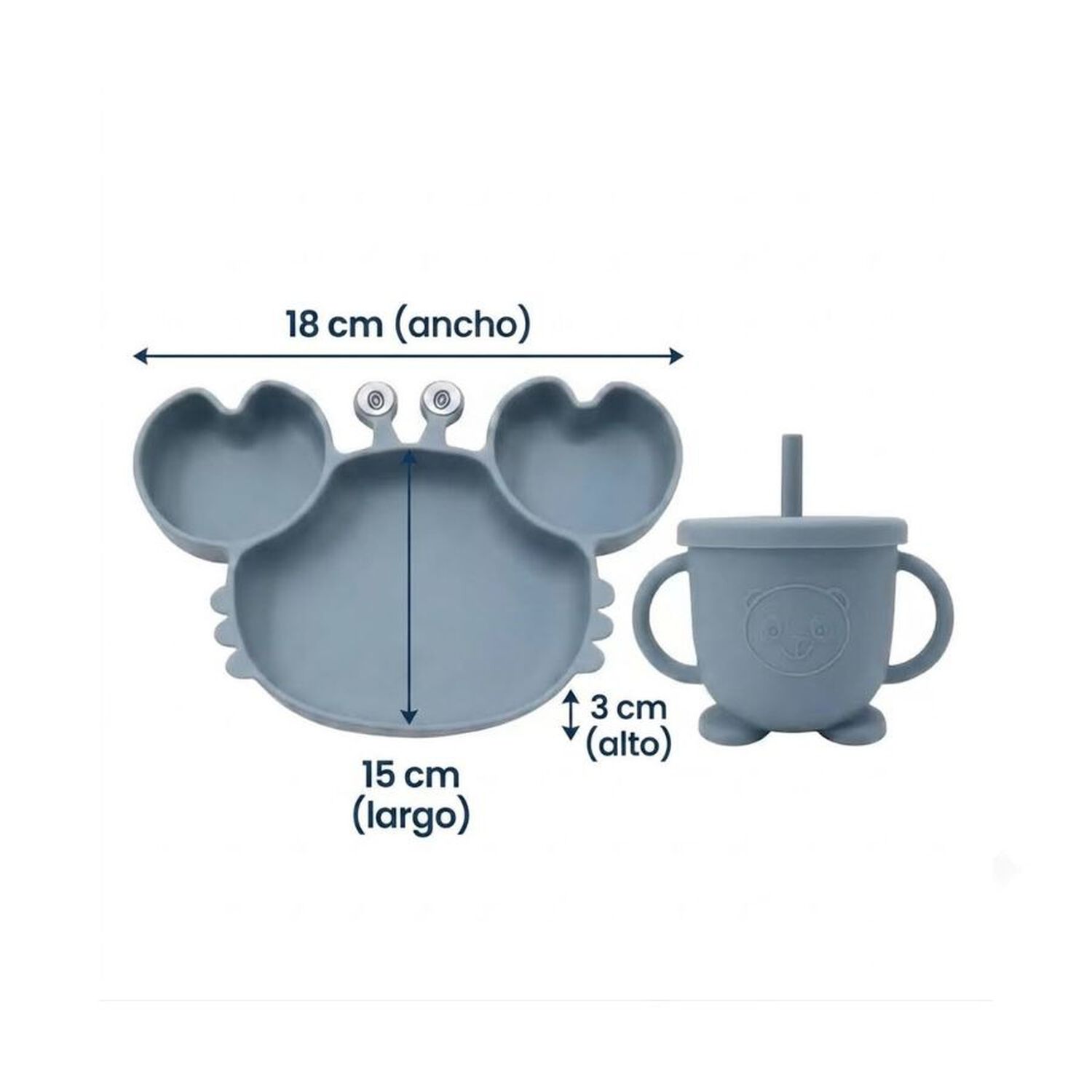 Set Alimentacion Bebe Silicona Plato Cangrejo image number 3.0