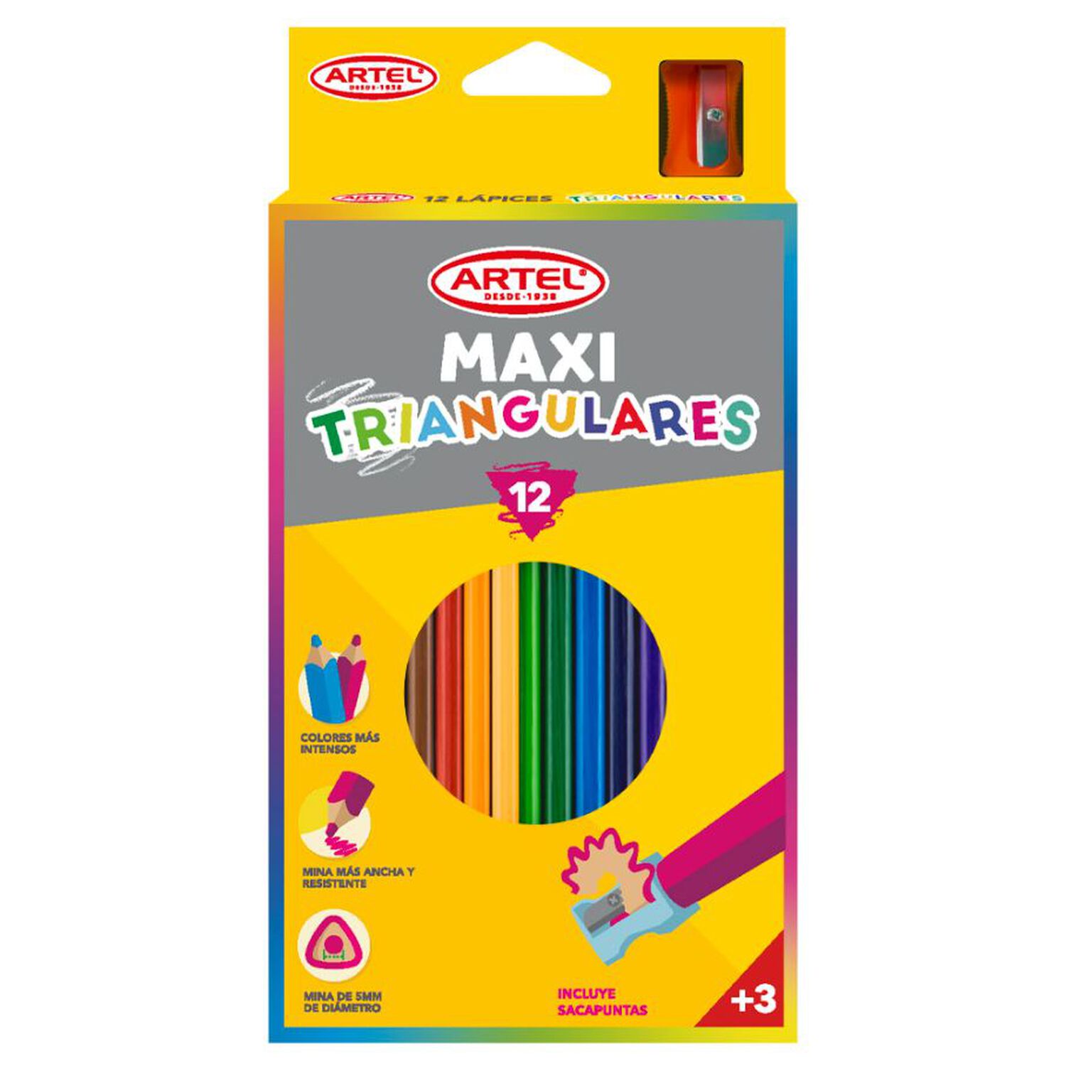Estuche 12 L&aacute;pices Colores Maxi Artel image number 0.0