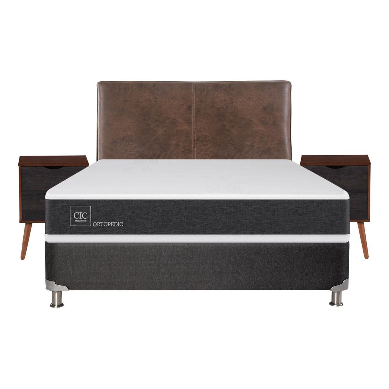 Box Spring Cic Ortopedic / 2 Plazas / Base Normal  + Set De Maderas image number 0.0