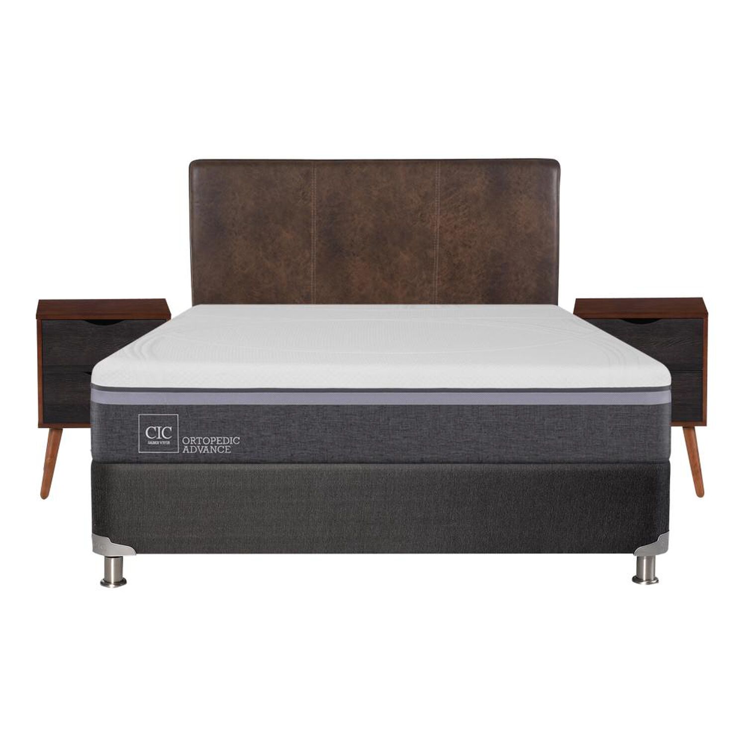 Box Spring Cic Ortopedic / 2 Plazas / Base Normal  + Set De Maderas image number 0.0
