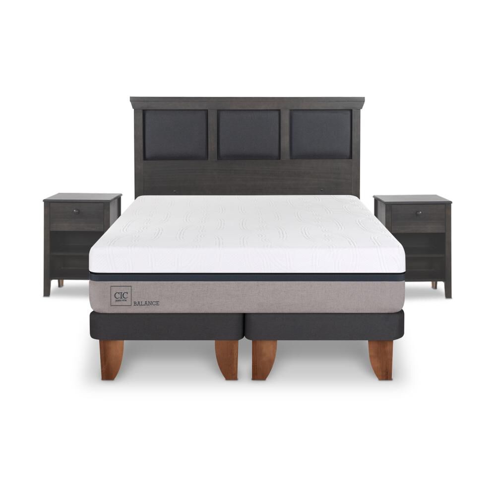 Cama Europea Cic Balance / 2 Plazas / Base Dividida + Set De Maderas image number 0.0