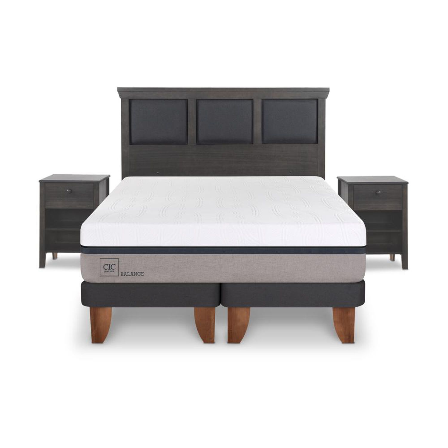 Cama Europea Cic Balance / 2 Plazas / Base Dividida + Set De Maderas image number 0.0