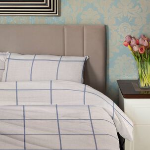 Juego S&aacute;banas Nautica 3piezas Microfibra 1,5 Plazas Dise&ntilde;o A Cuadros Blanco