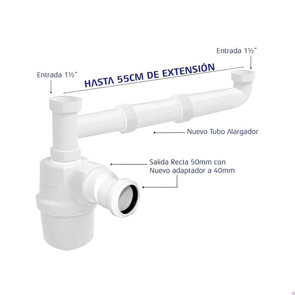 Sifon Para Lavaplatos Doble 1.1/2 Con Salida 40/50mm - Hoffens image number 2.0