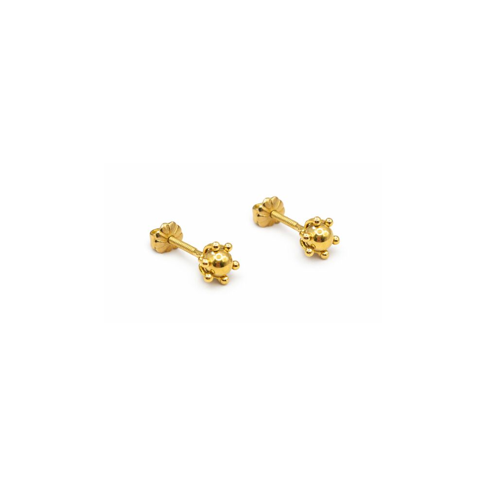 Aros Bolita Pistilo 4mm N1 Oro 18k Atornillados 0.90gr Mujer Ni&ntilde;a Hipoalerg&eacute;nicos image number 0.0