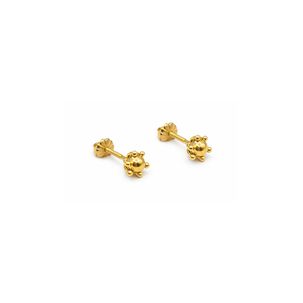 Aros Bolita Pistilo 4mm N1 Oro 18k Atornillados 0.90gr Mujer Ni&ntilde;a Hipoalerg&eacute;nicos
