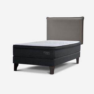 Cama Europea Rosen Tempo / 1.5 Plazas / Base Normal  + Respaldo Maurice Gris