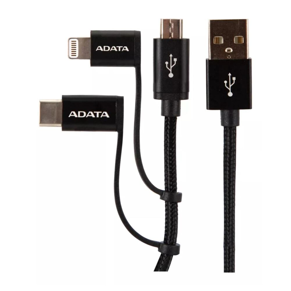 Cable De Carga 3 En 1 Usb Negro image number 2.0
