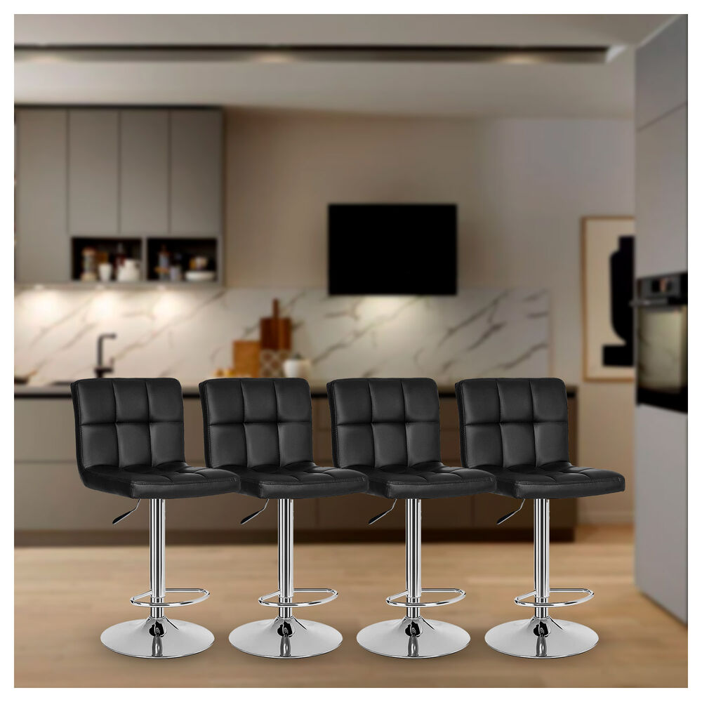 Pack 2 Silla Piso Bar Taburete Con Respaldo Cuadrado Negro image number 2.0
