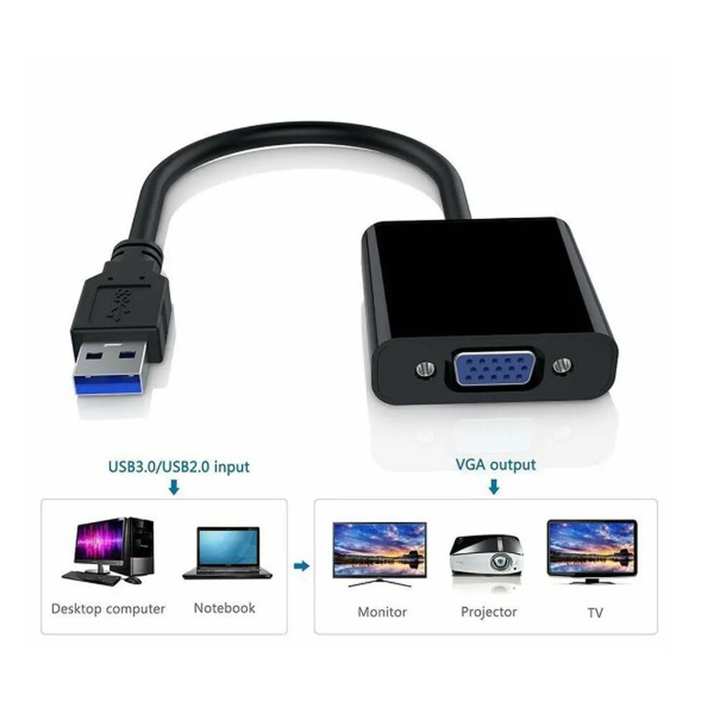 Adaptador Usb A Vga Convertidor Usb 3.0 Normal Macho A Vga Hembra image number 4.0