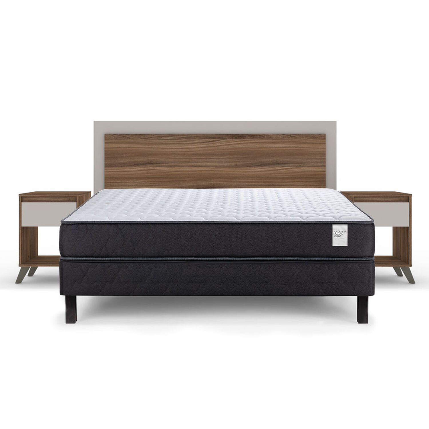 Cama Europea Rosen Wave / 2 Plazas / Base Normal + Set de Maderas Milan image number 0.0