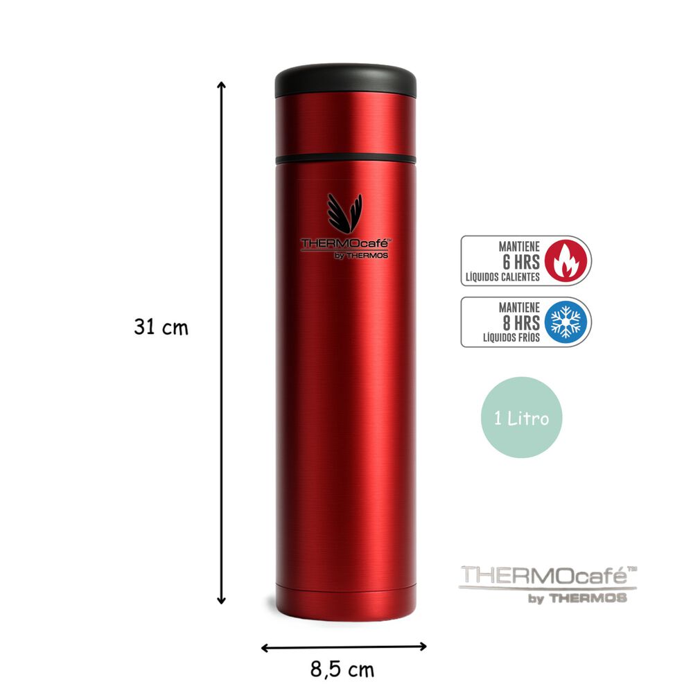 Termo Premium De Acero Inoxidable 1l Rojo Metalizado 12h/24h image number 7.0