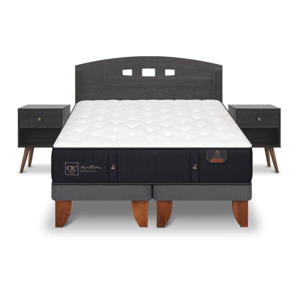 Cama Europea Cic Premium / 2 Plazas / Base Dividida + Set De Maderas image number 0.0