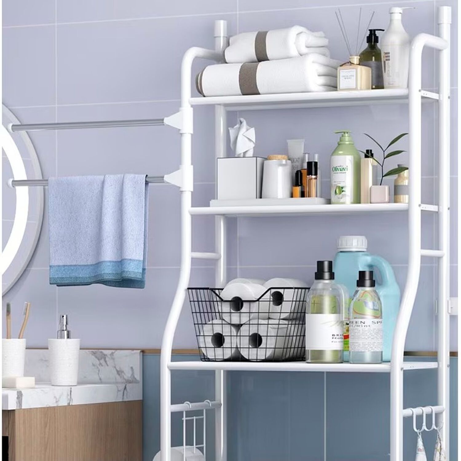 Estante Organizador Met&aacute;lico De Almacenamiento Para Ba&ntilde;o De 3 Niveles image number 4.0
