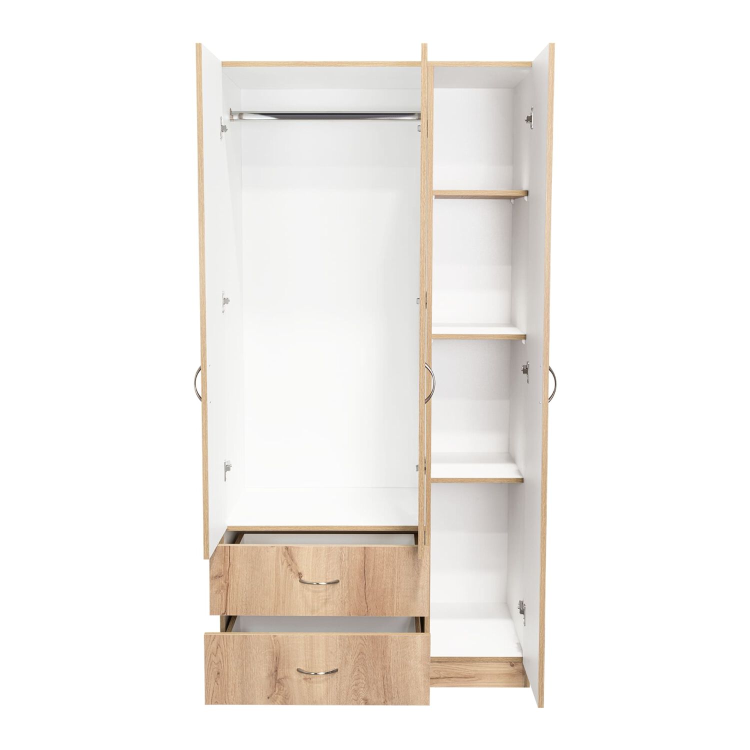 Closet 3 Puertas 2 Cajones Caf&eacute; Claro Y Blanco 180x90x47 Cm image number 4.0