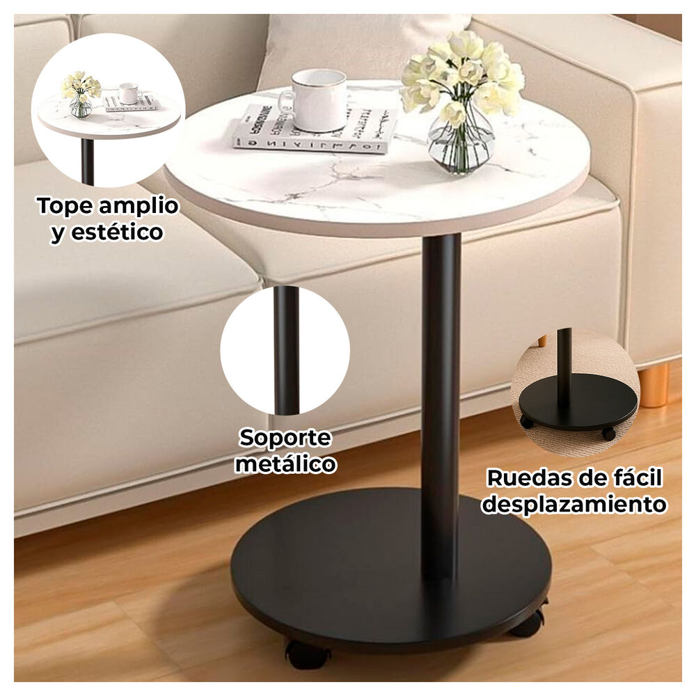 Mesa Auxiliar Con Ruedas Diseño Moderno Y Elegante Ideal Para Sala O Dormitorio image number 1.0
